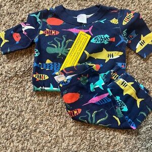 NWT Hanna Andersson size 8 pajama set short sleeve and shorts set aquarium print